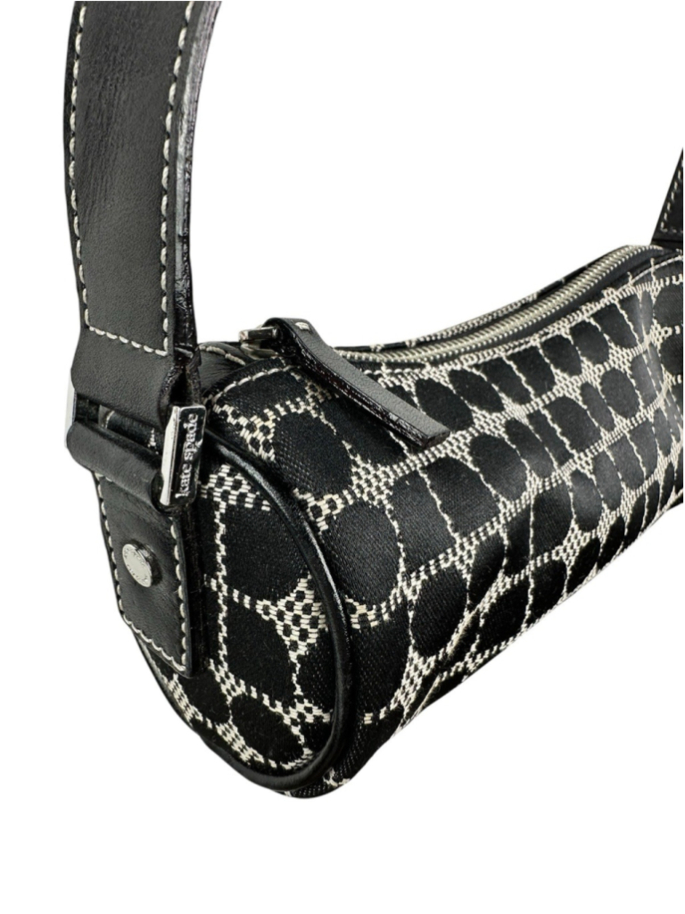 Kate Spade Vintage Noel Dot Black and Cream Canvas Bag Leather Strap Original